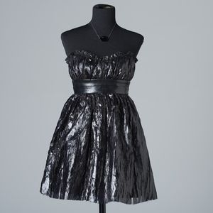 bebe Strapless Crinkle Organza Dress